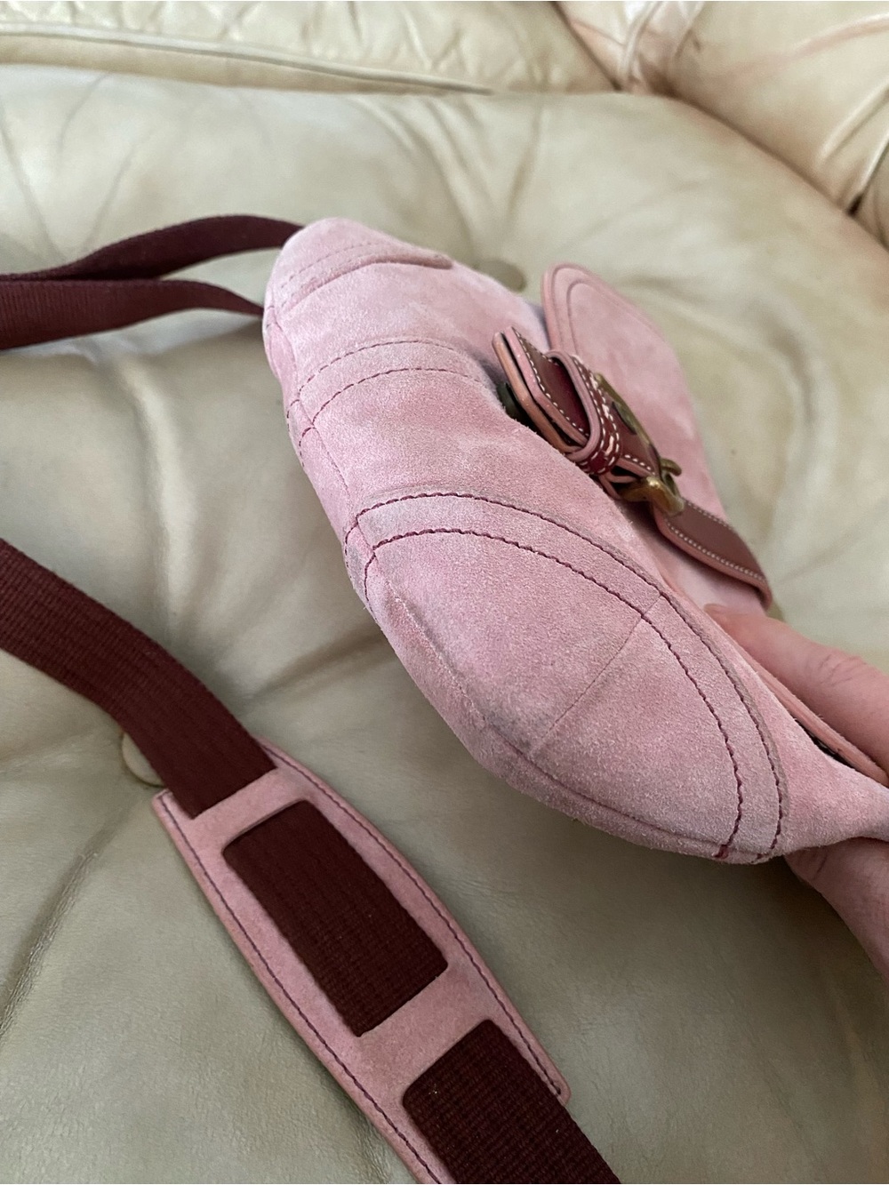 SALE! Authentic Coach Soho Pink Suede Crossbody Wide Strap Flap Leather - Picture 11 of 16